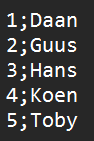 CSV file without a header and with a custom delimiter.